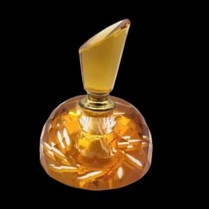 Stunning Murano Cristalleria D'arte Orange Optic Glass Perfume Bottle Italy
